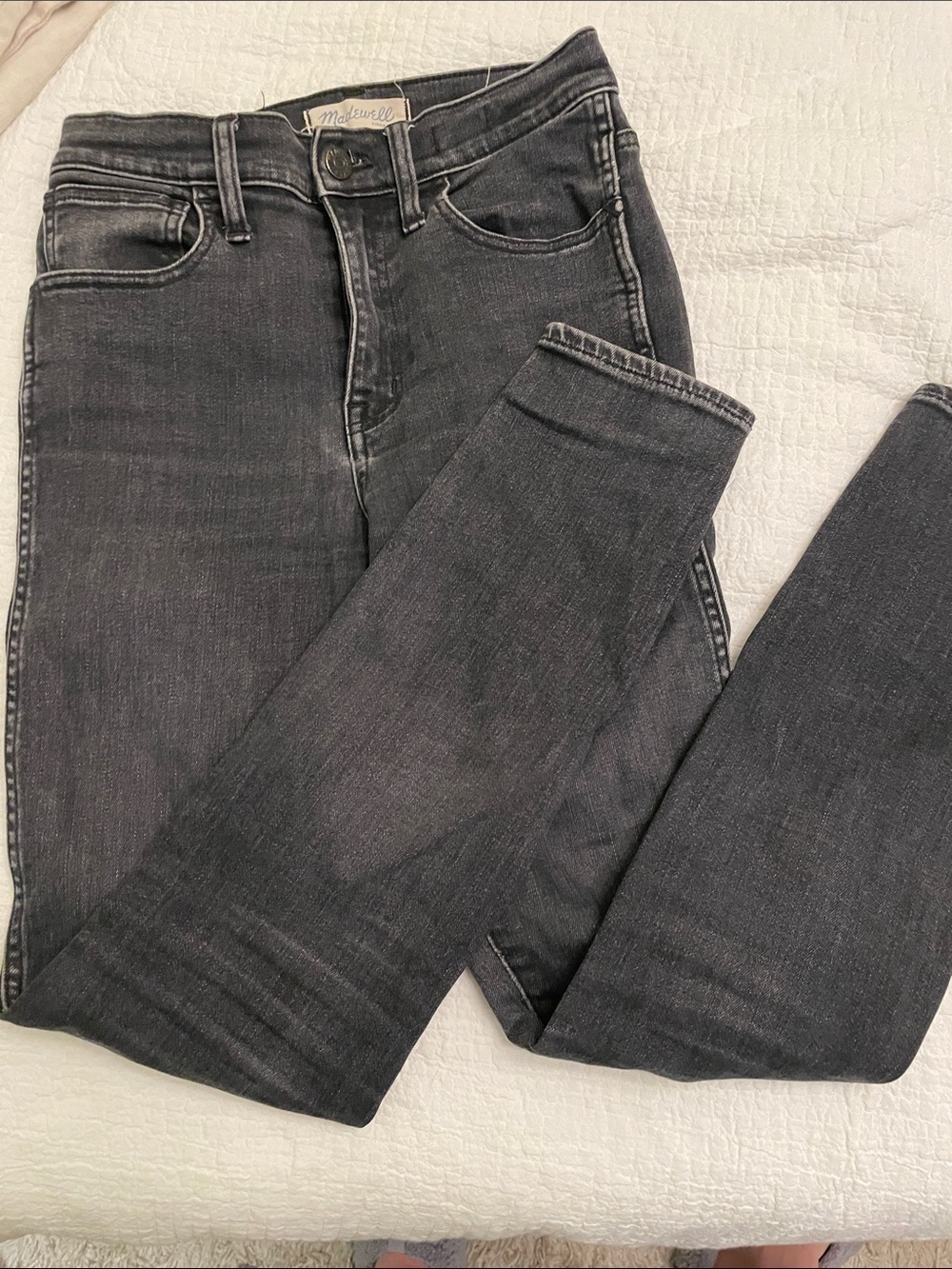 Madewell 10” High Riser Skinny Skinny Jeans in Washed Black-Gray
